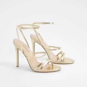 Boohoo Metallic Gold Strappy Heels